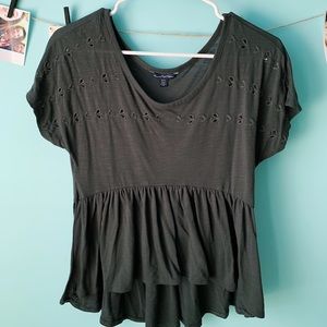 American Eagle dark grey flowing baby doll top XS